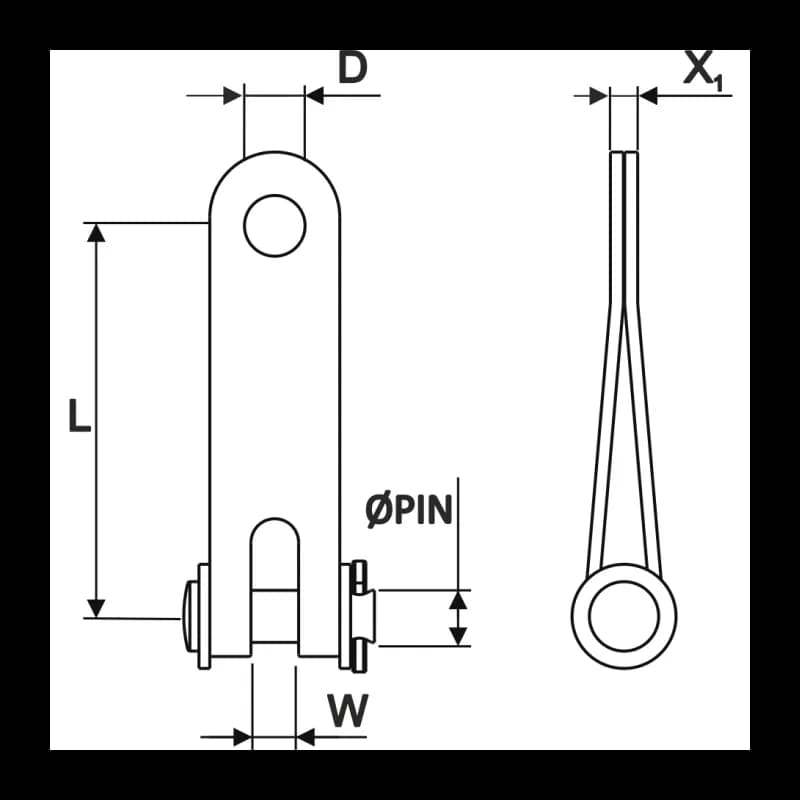 SELDEN - EXTENS.FORK-EYE FLX 5mm ST TGL
