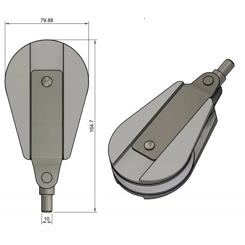 Z-SPARS - MAST BASE BLOCK (80 MM SHEAVE) - 10 MM STUD