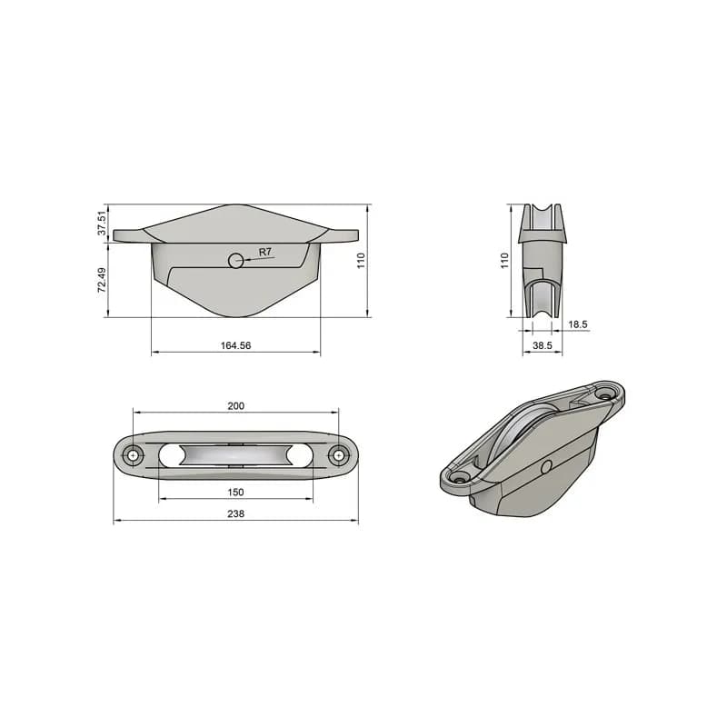 Z-SPARS - SHEAVE BOX LARGE, ALUMINUM (Ø110 MM)